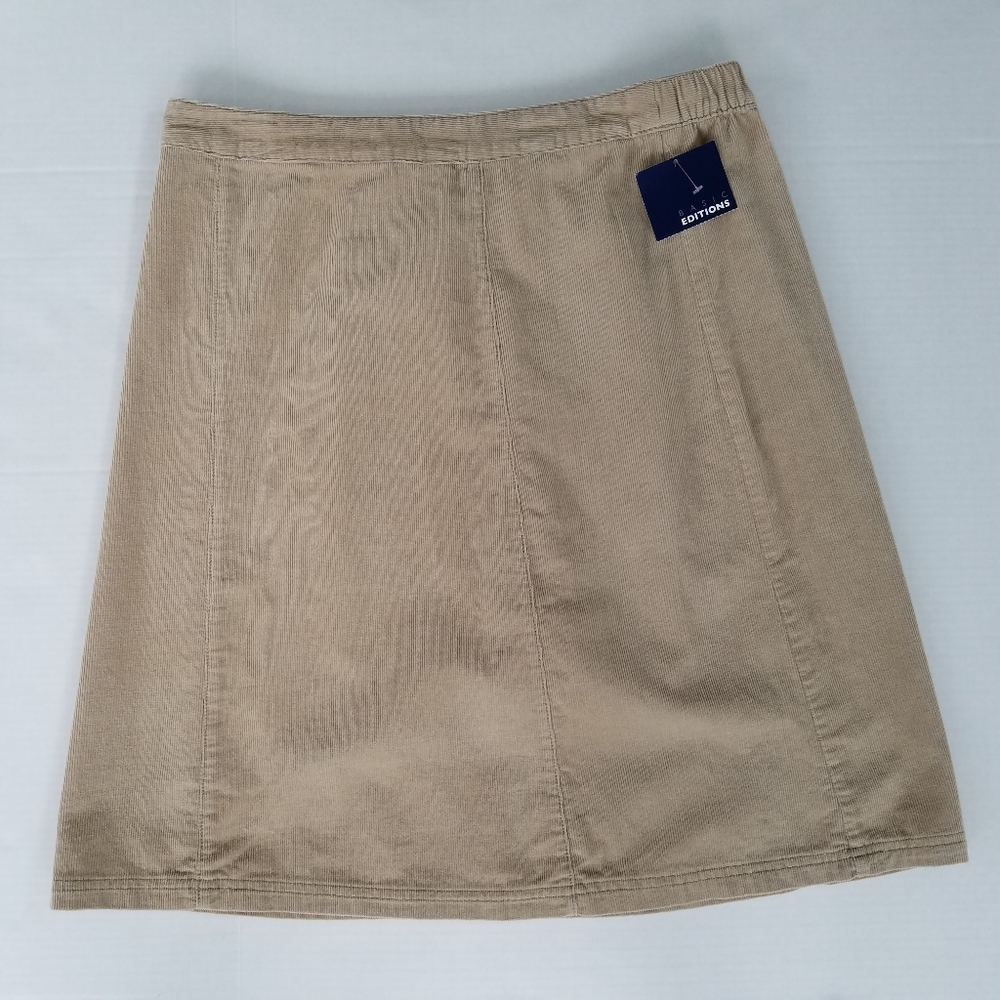 Basic Editions Tan Corduroy A-line Skirt Sz LG NWT